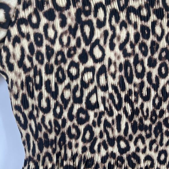 Spense Leopard Dress Sz 4 Y2K Flare Sleeve Glam party Clubwear Smocked Statement - Picture 4 of 10